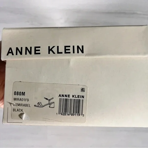 Anne Klein Mirabel Womens Faux Leather Open Toe Block Heel Black Size 8 - Picture 8 of 8